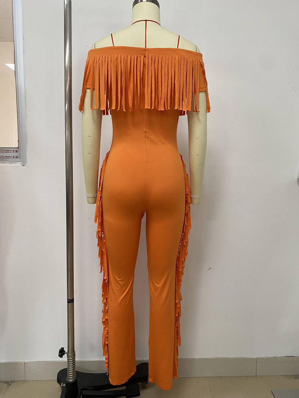 Sexy Off Shoulder Fringe Slim Fit Jumpsuit