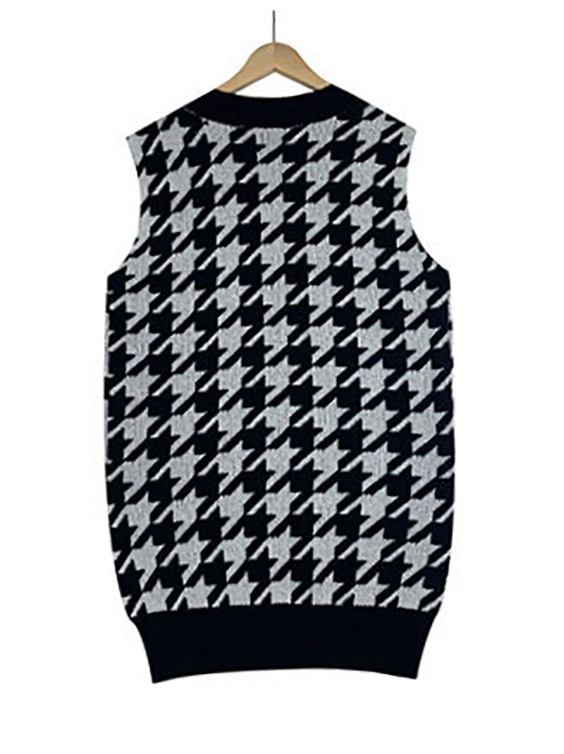 Houndstooth Knit Sweater Waistcoat