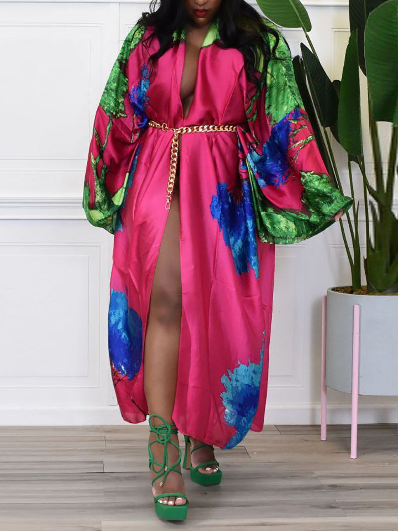 Fashion Print Loose Beach Cover-up Coat