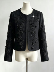 Embroidered Tweed Cardigan Jacket-boutique