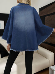 Denim Loose Lapel Batwing Sleeve Casual Jacket
