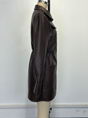 Vintage Zipper Loose Faux Leather Mini Dress