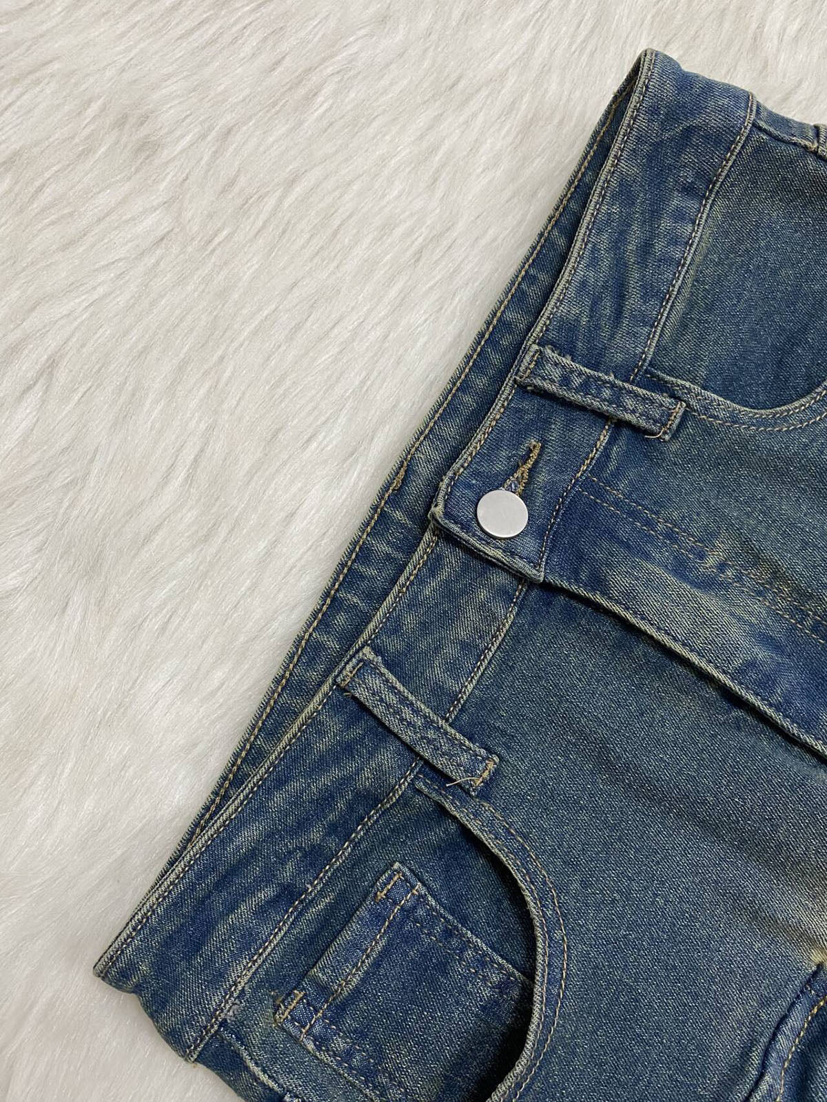 Casual High Waist Cargo Jean Shorts