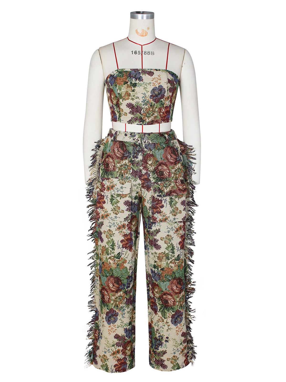 Newest Floral Tapestry Crop Top and Pants Set