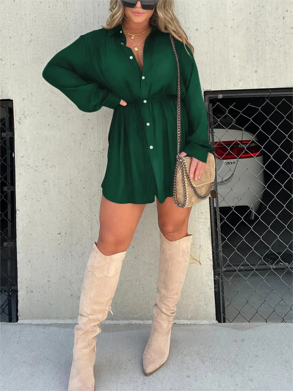 Solid Color Loose Casual Romper