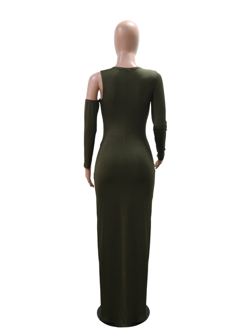 Sexy Hollow Out Irregular Split Maxi Dress