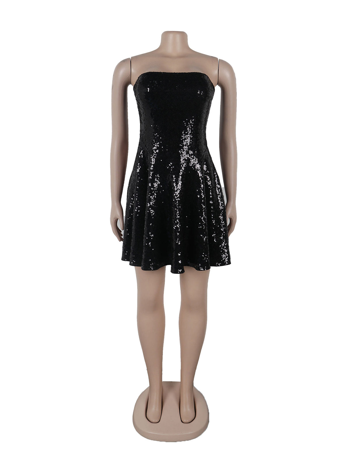 Sequin Patchwork Strapless Cocktail Dress