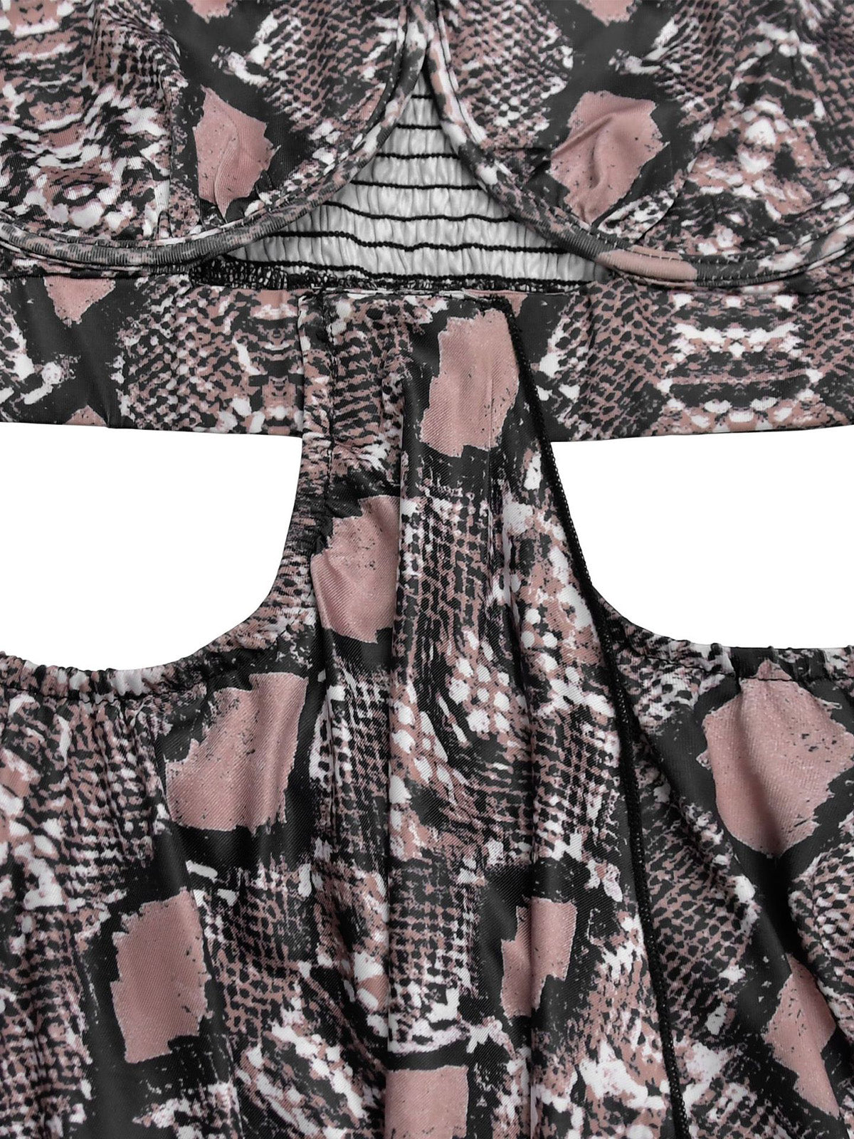 Sexy Strapless Hollow-out Snake Print Maxi Dress