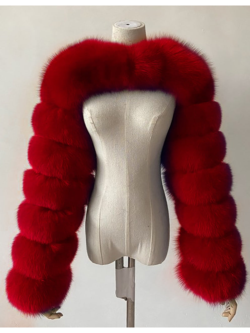 Fluffy Faux Fur Warm Shawl Jacket Coat