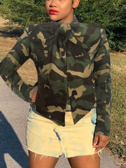 Casual Shirt Bow Tie Denim Jacket