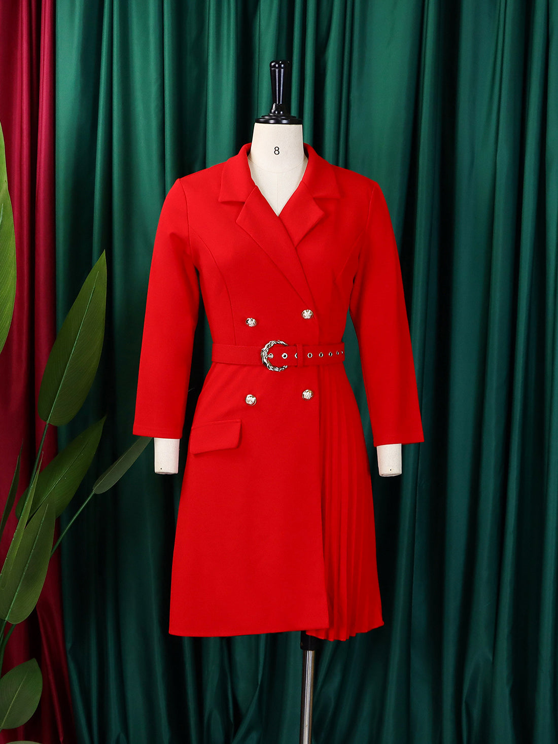 Fashion Cinched Waist Folding Stitching Blazer Dress