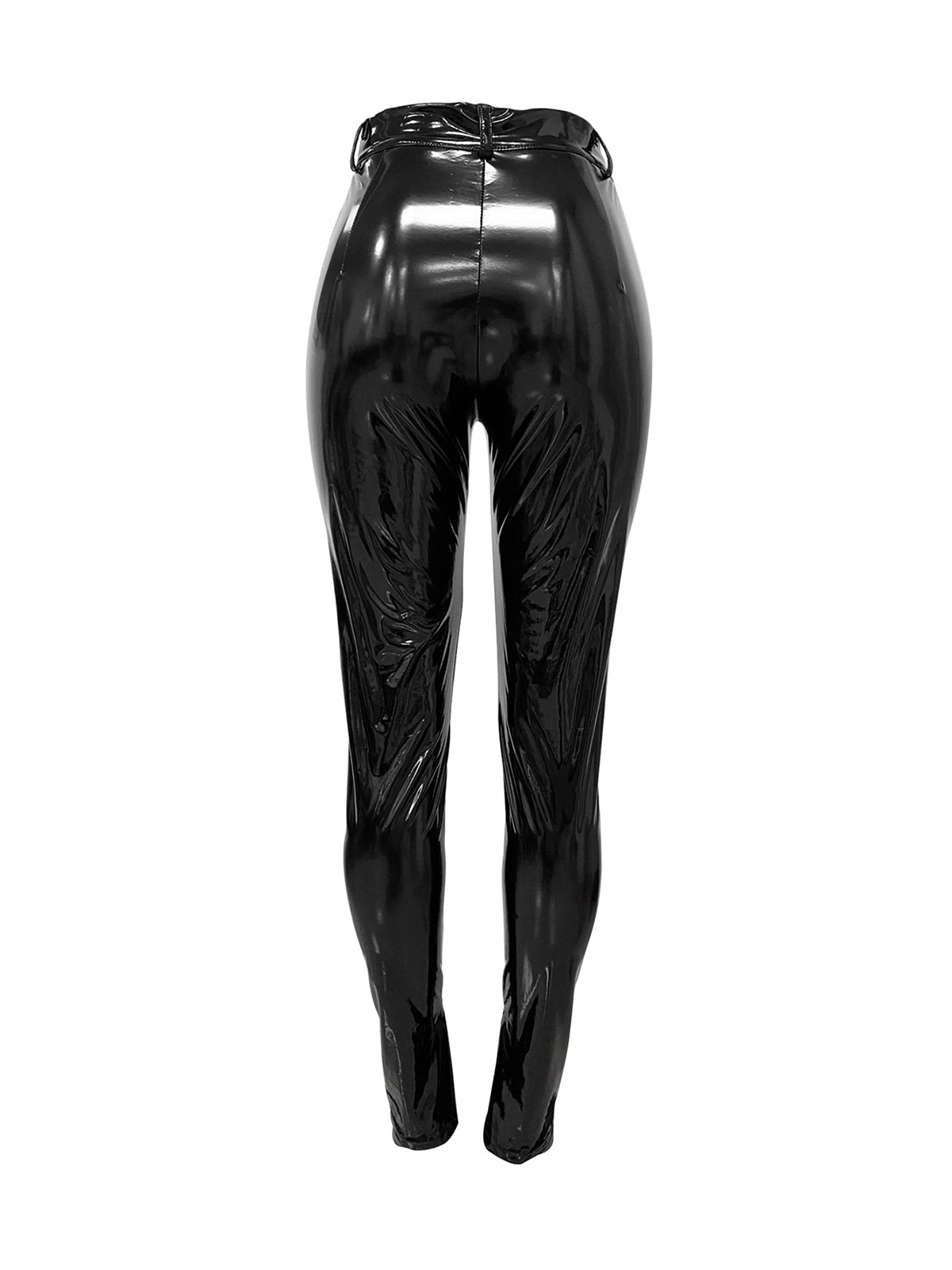 Casual Street Sportswear Faux Leather Solid Slit Pants