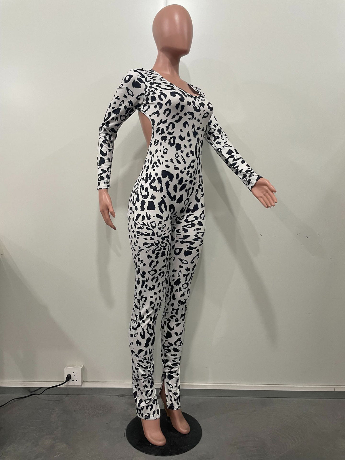 Sexy Leopard Print Lace-up Backless Jumpsuit