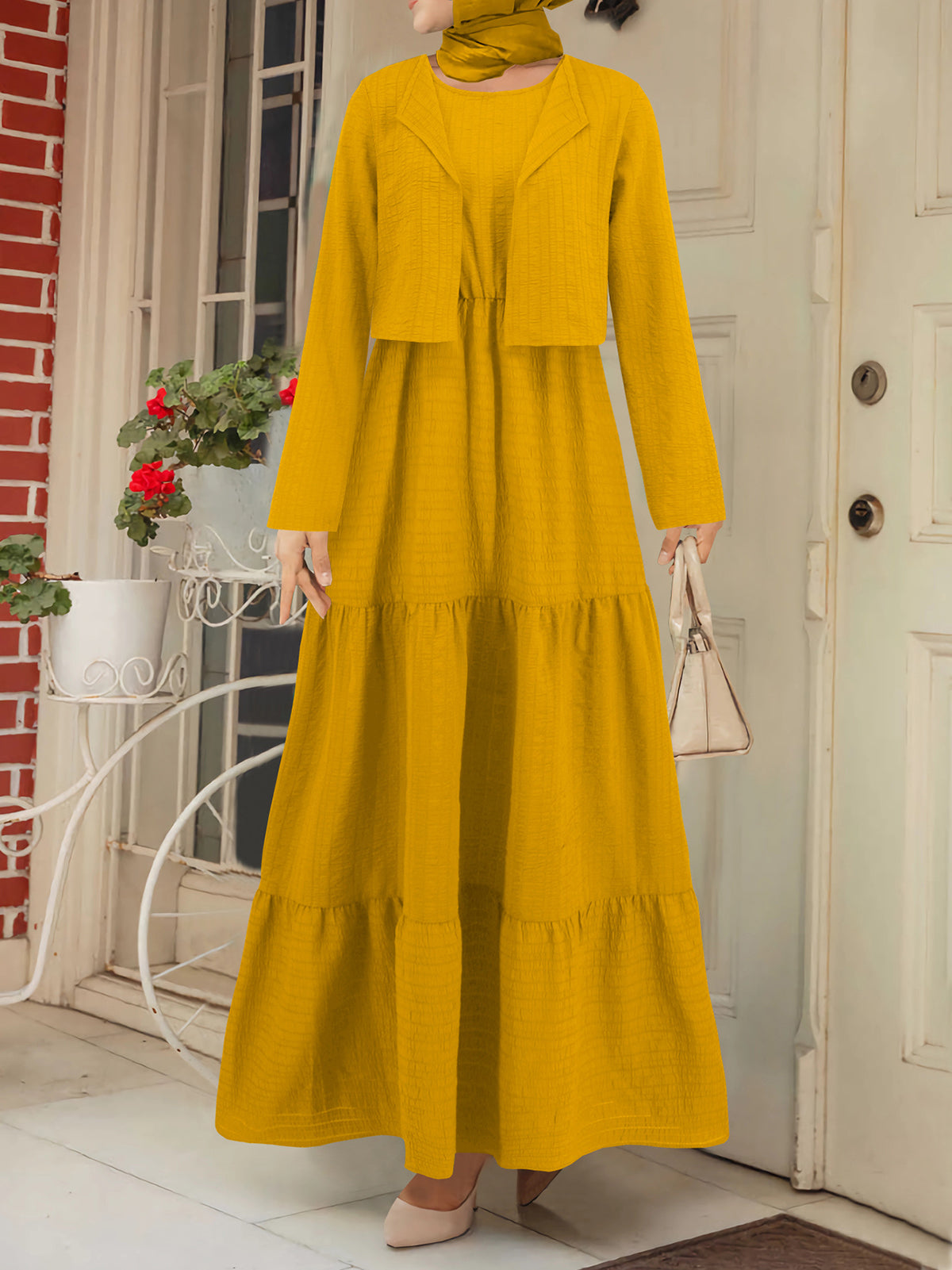 Fashion Long Sleeve Top Maxi Dress Set