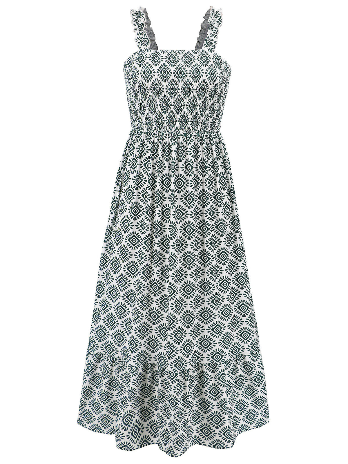 Casual Print Spaghetti Strap Square Neck Maxi Dress