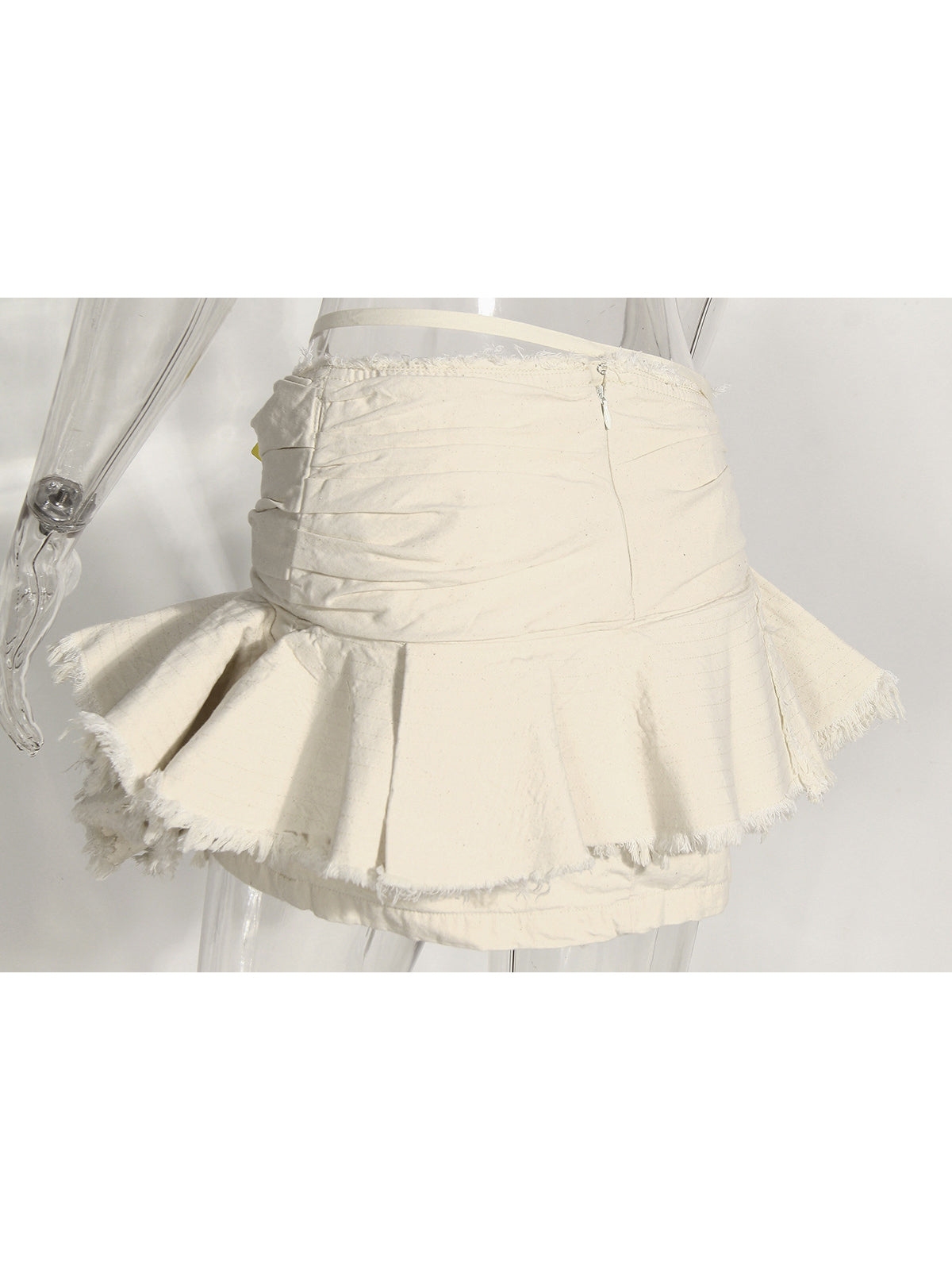 High Waist Irregular Ruffle Mini Skirt