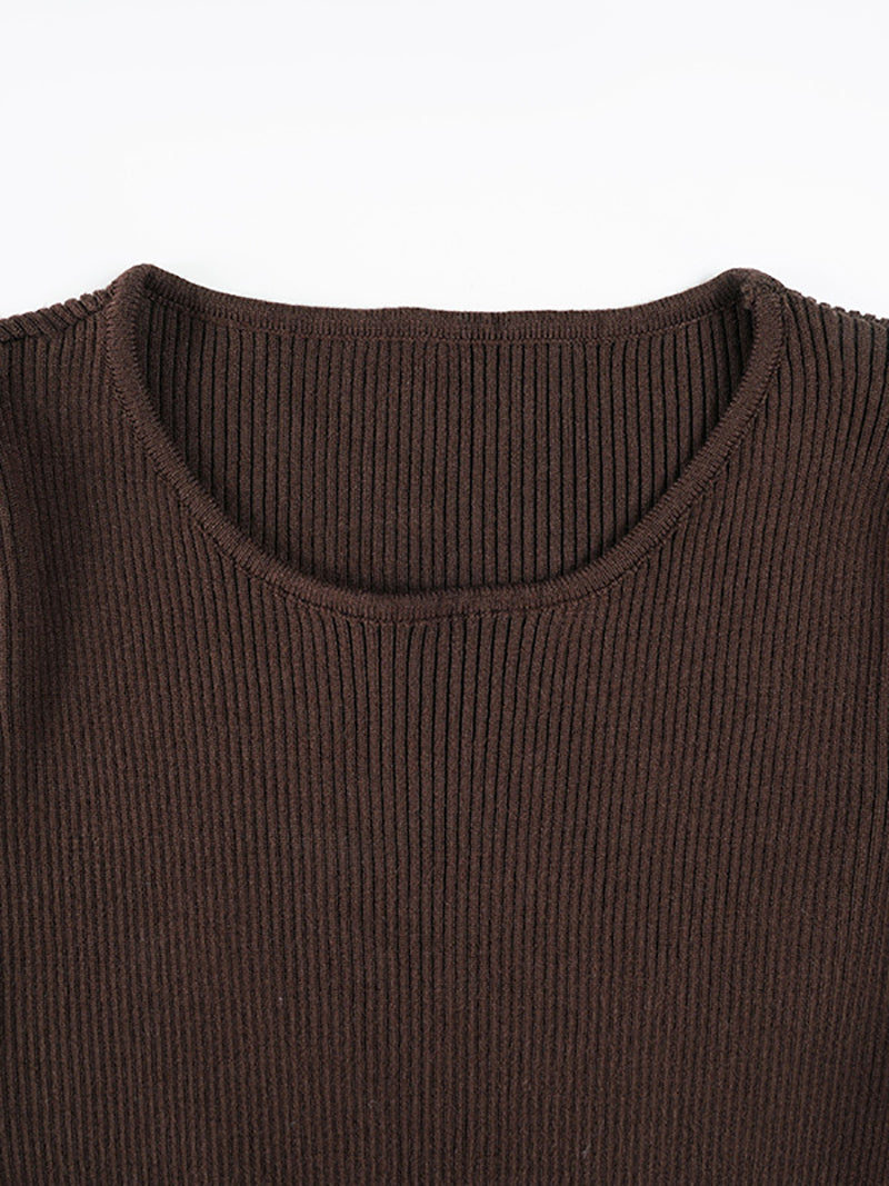 Fashion Round Collar Twisted Knit Mini Dress