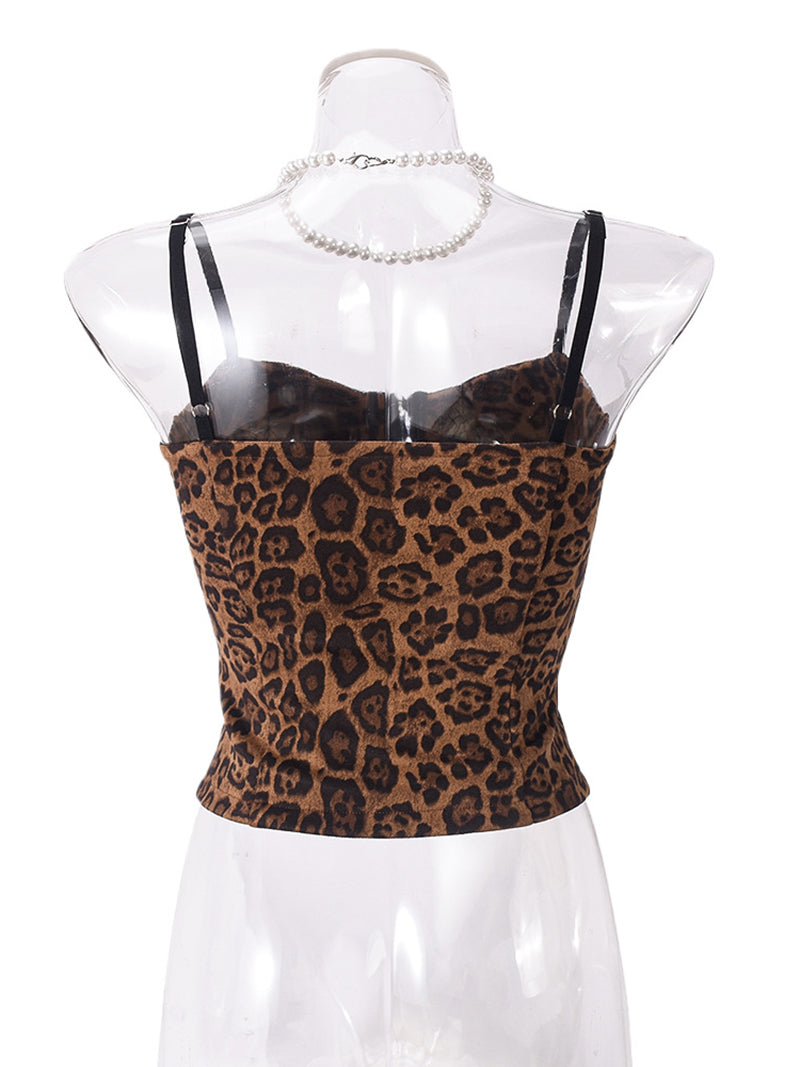 Leopard Print Drill Shaper Corset Vest