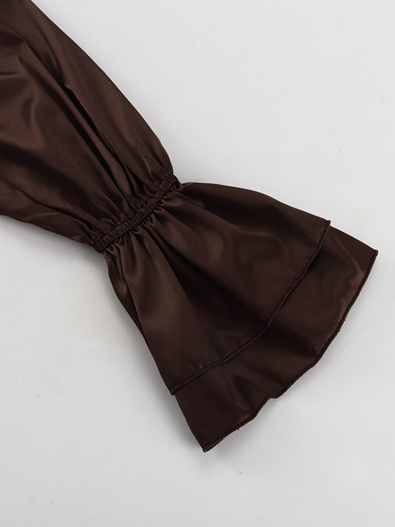 Casual Scarf Collar Flare Sleeve Loose Shirt
