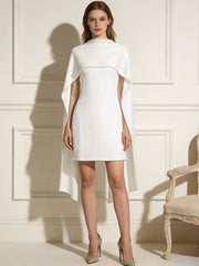 Pearl Trim Cape Mini Dress-boutique