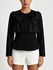 Women's Bow Tie Cropped Jacket-boutique