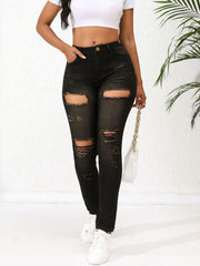 Fashion Lift The Hips Pencil Pants Ripped Jeans