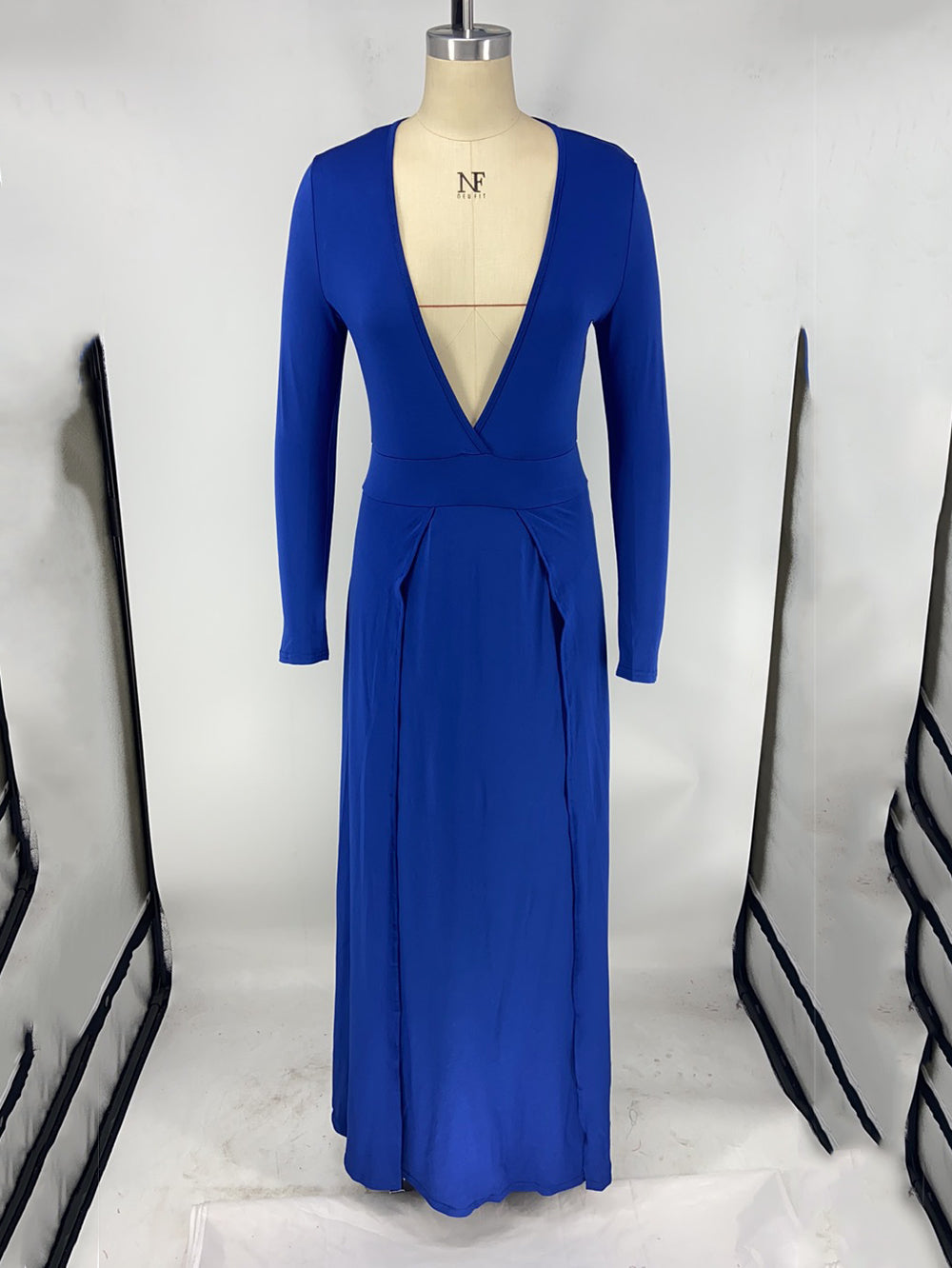 Sexy V Neck Hem High Slit Evening Dress