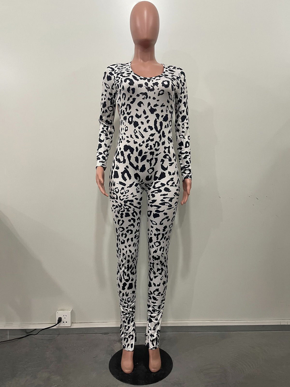 Sexy Leopard Print Backless Lace-up Jumpsuit