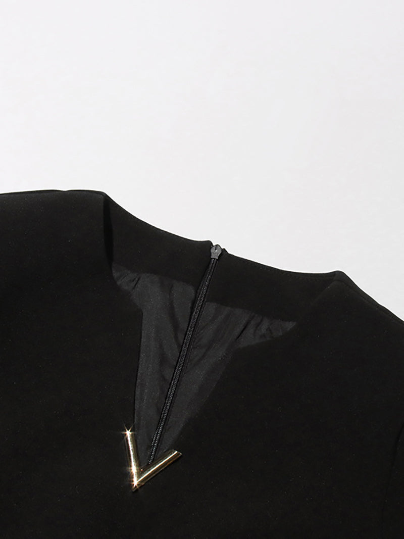 Fashion V Neck Long Sleeve Feather Mini Loose Dress