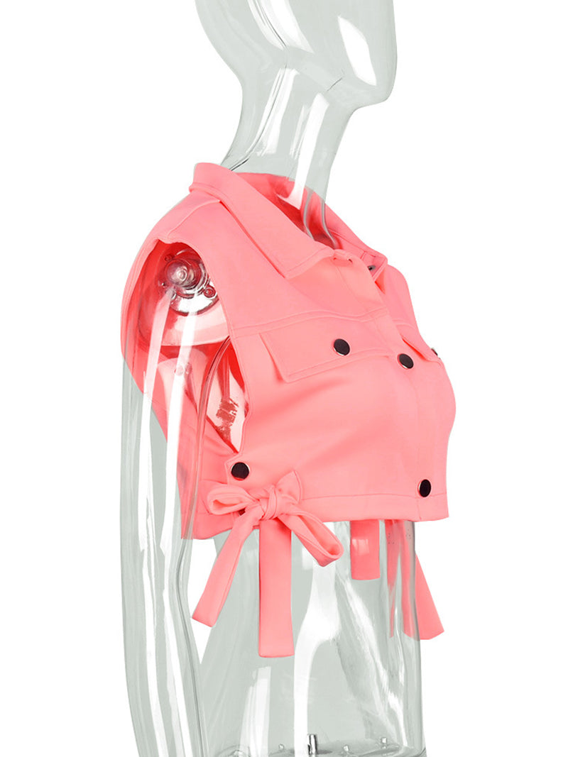 Casual Hollow Out Bandage Crop Vest Top
