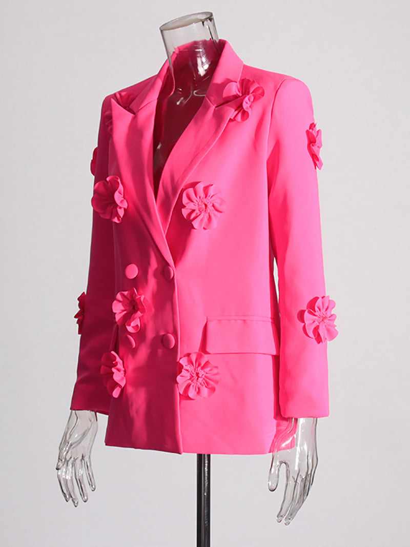 Elegant Spliced Appliques Blazer