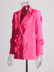 Elegant Spliced Appliques Blazer