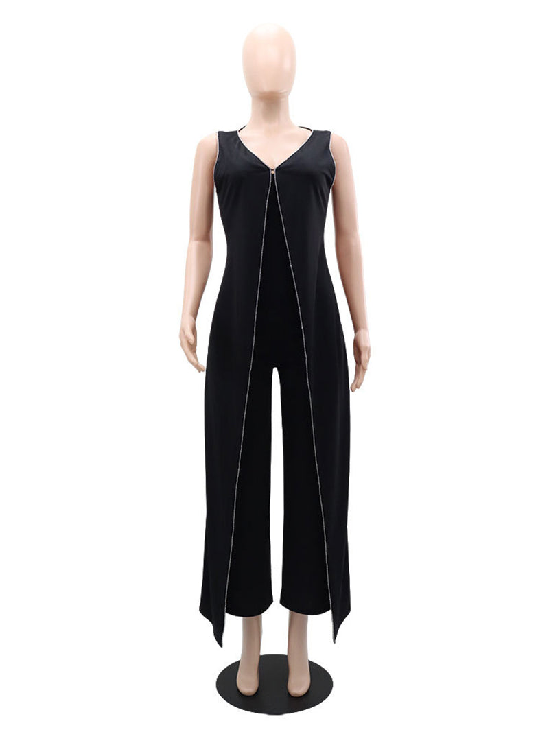 Fashion V Neck Sleeveless Jumpsuit