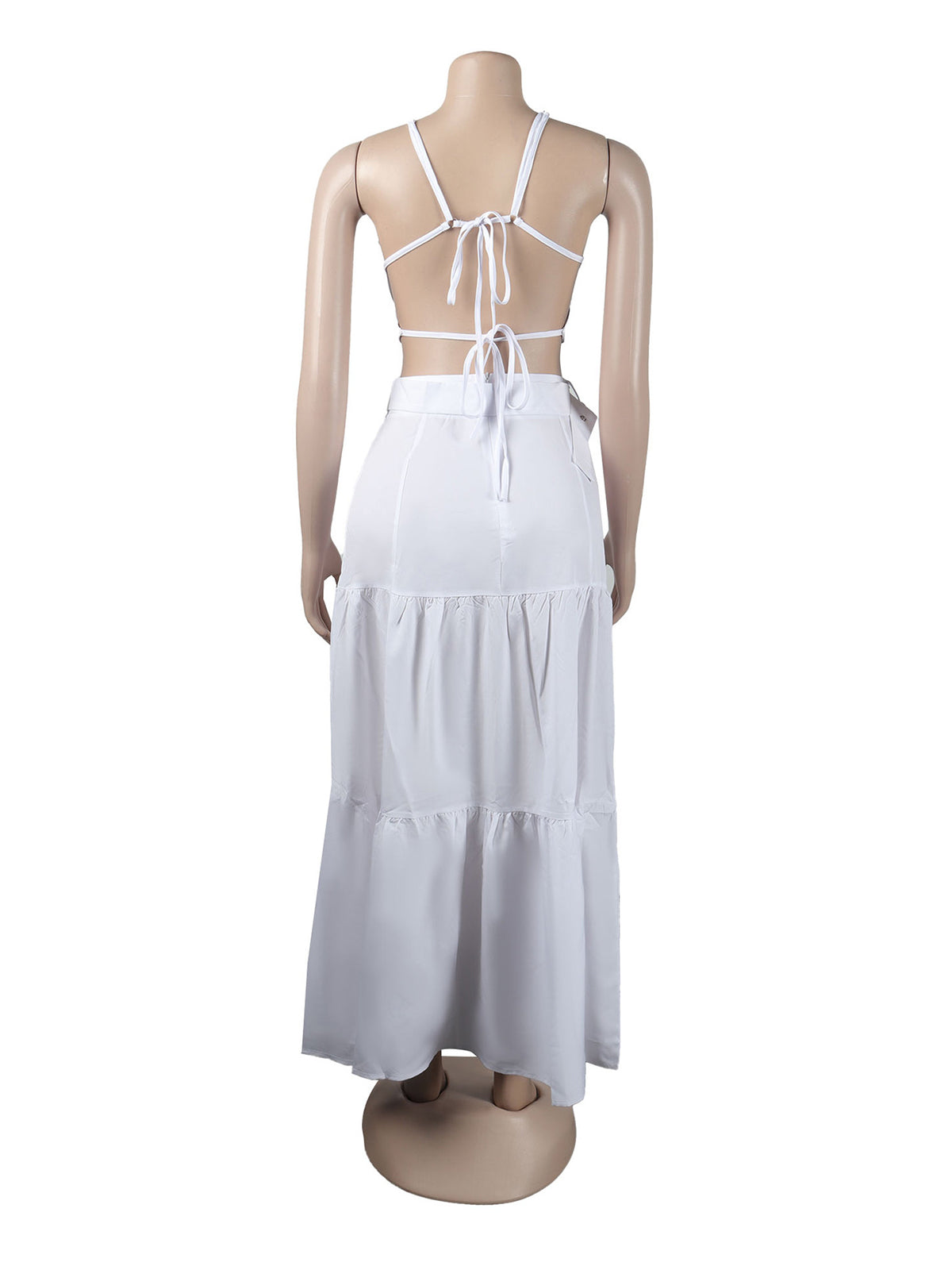 Flower Shape Tie-Up Tiered Maxi Skirt Matching Set