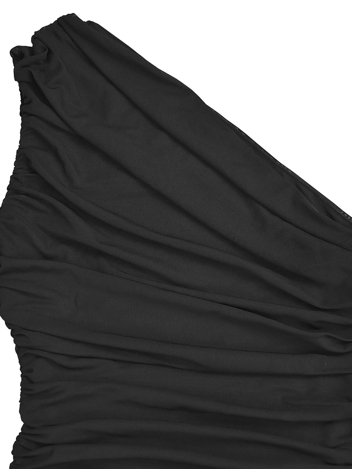 Elegant Mesh See-Through Oblique Collar Maxi Dress