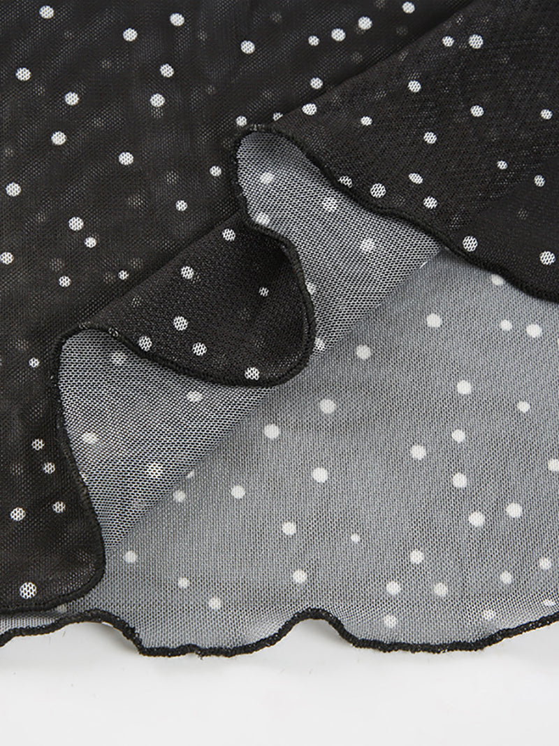 Casual Polka Dot Print Slim Maxi Dress