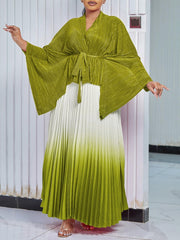 Ruched Top and Ombre Maxi Skirt Set-boutique