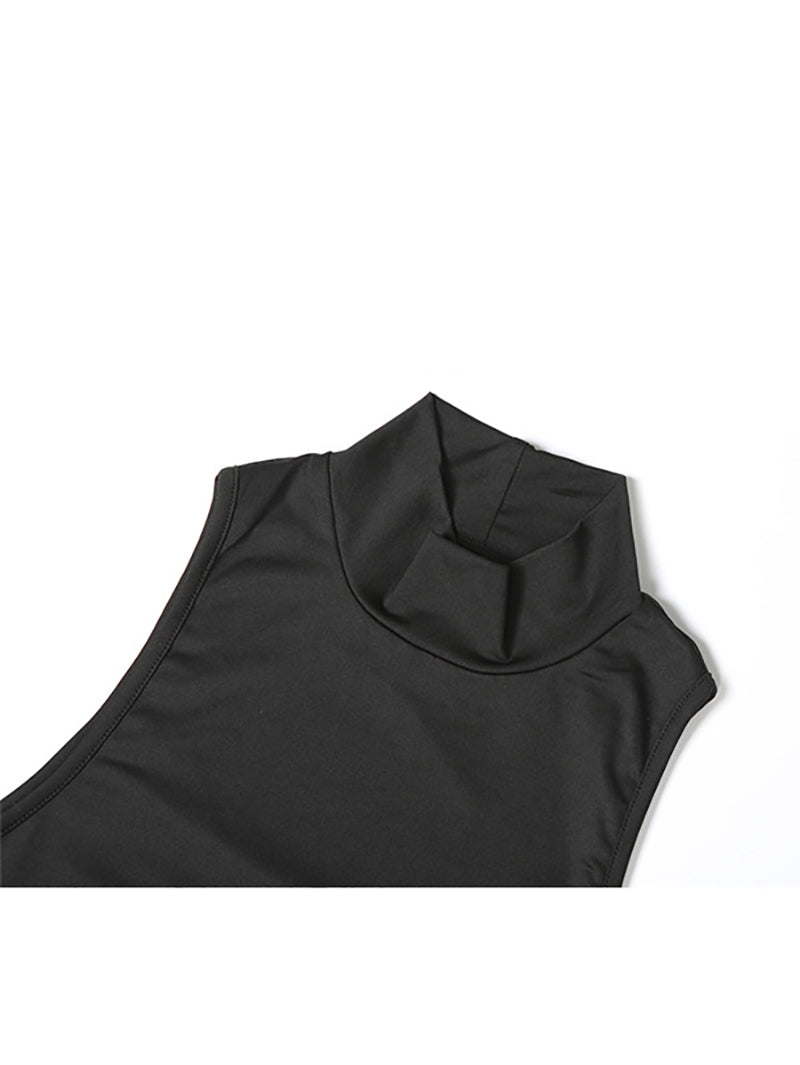Half A Turtleneck Sleeveless Slim Maxi Dress