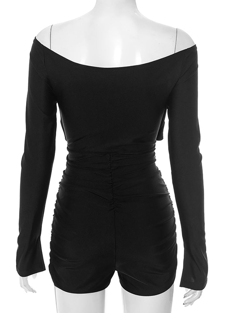 Sexy Off Shoulder Knot Hollow Out Detail Rompers