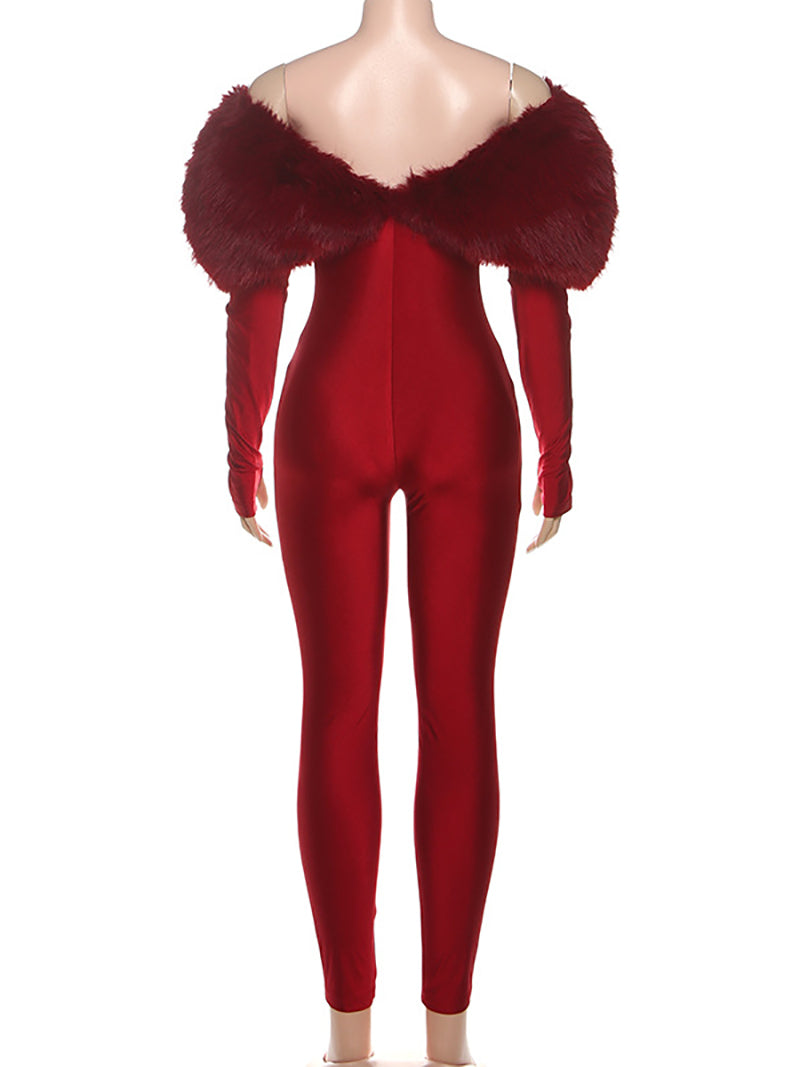 Sexy Off Shoulder Hollow Out Skinny Jumpsuits