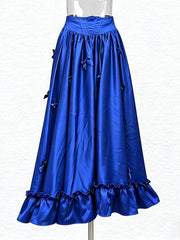 Bow Corset Waist Maxi Skirt