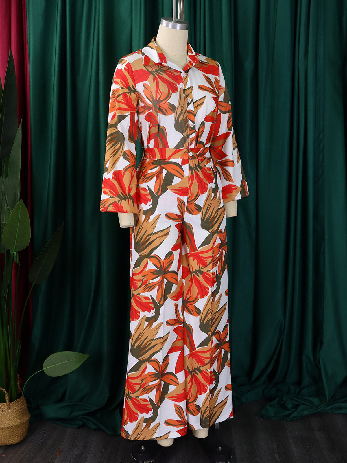 Casual Print Loose Top And Wide Leg Pants Sets