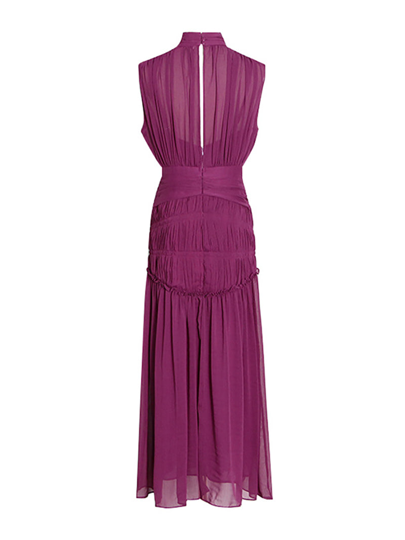 Vintage Chiffon Swing Sleeveless Midi Dress