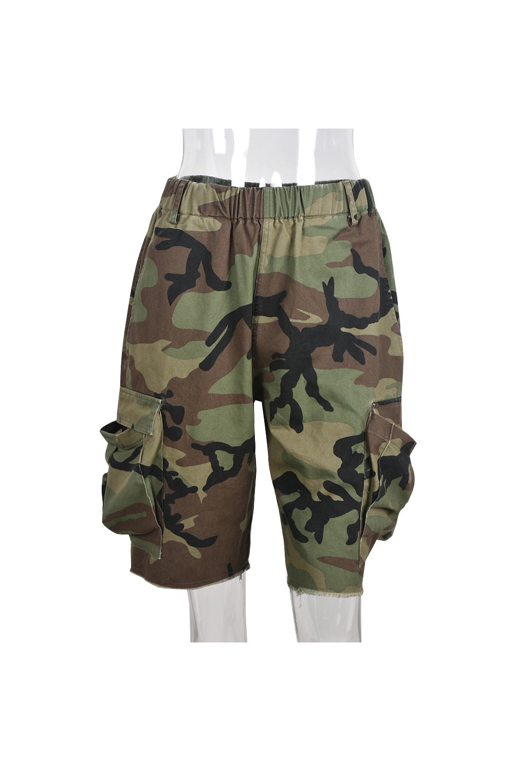 Camo Print Pocket Loose Shorts