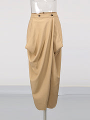 Fashion High Waist Asymmetrical Draped Wrap Skirt