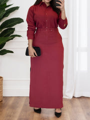 Casual Button Shirt High Waist Skirt Two Piece Set