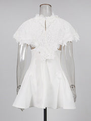 Embroidered Lace Cape Waist Slip Dress-boutique