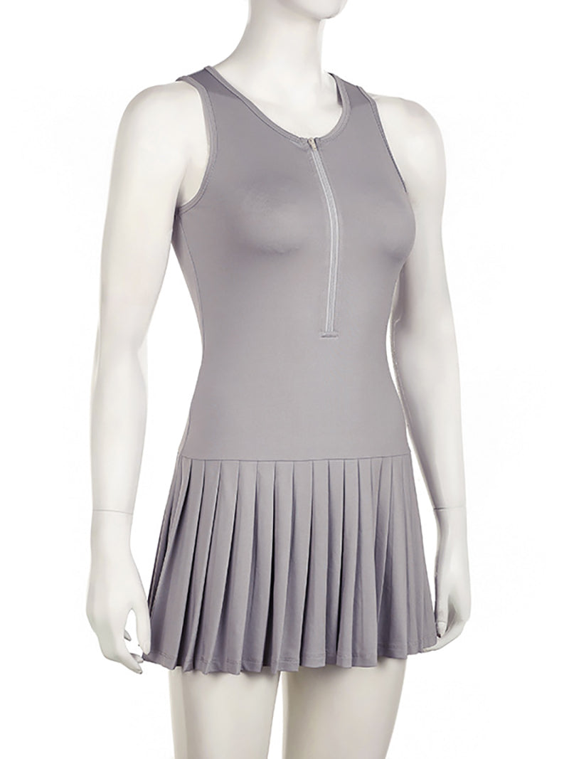 Casual Sleeveless Zipper Sports Dress