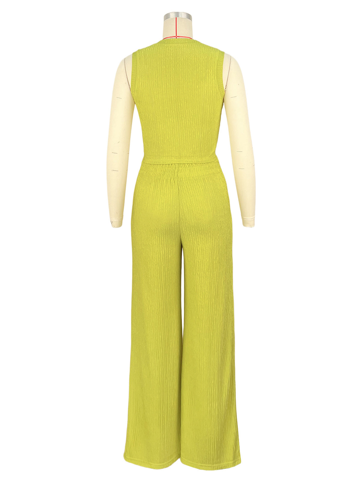 Casual Sleeveless Crop Top And Trousers Two Piece Set