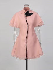 Ruffle Floral Collared Mini Dress-boutique